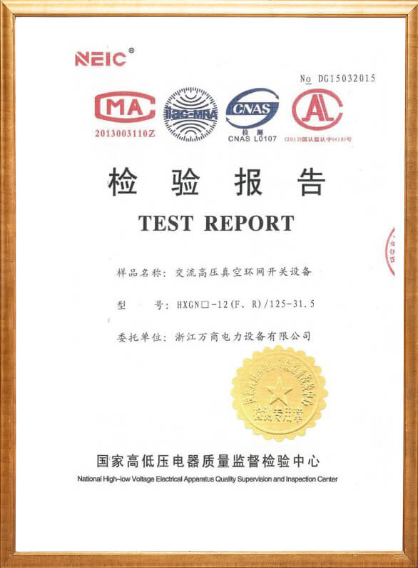 HXGN□-12 AC high voltage vacuum ring network switchgear inspection report